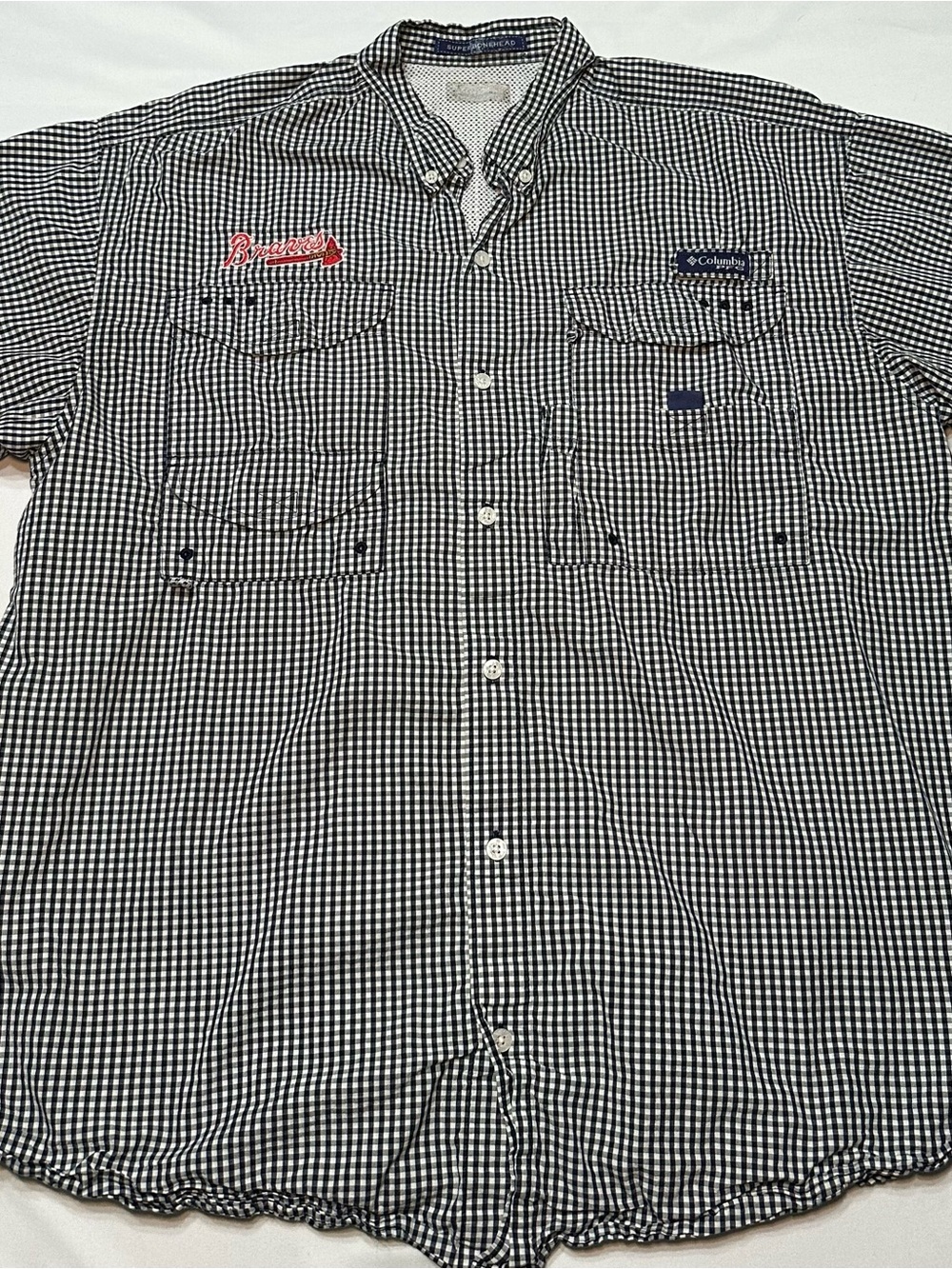 Columbia PFG Atlanta Braves Super Bonehead Fishing Shirt 2XL